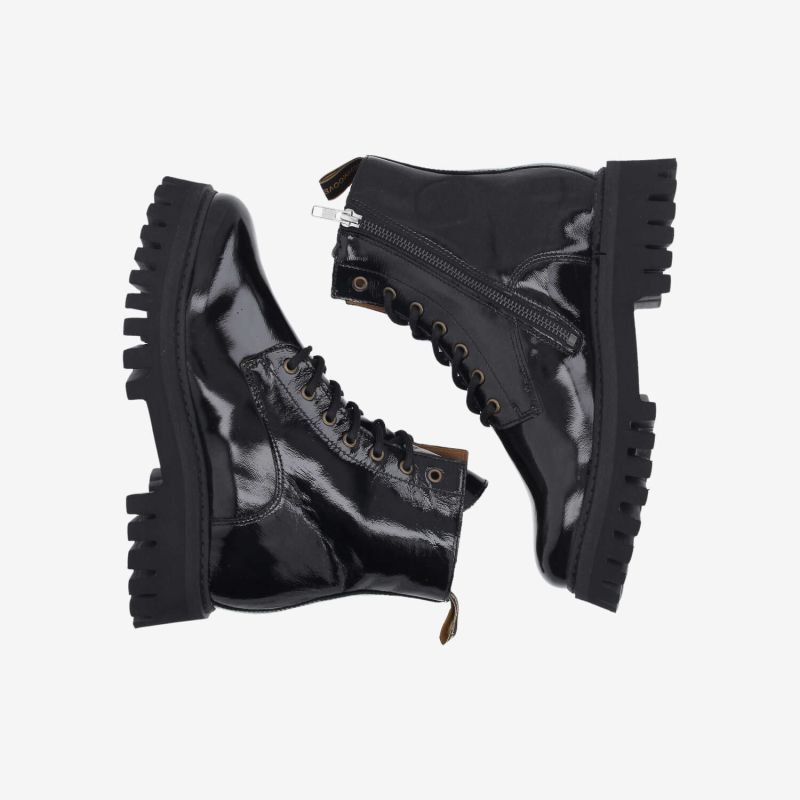 ROTTERDAM LACE UP W - WRINKLED PATENT  -  NOIR